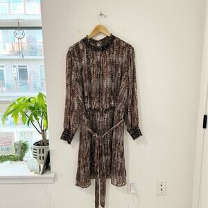 Daniel Rainn Brown Print High Neck Long Sleeve Dress Size 3X